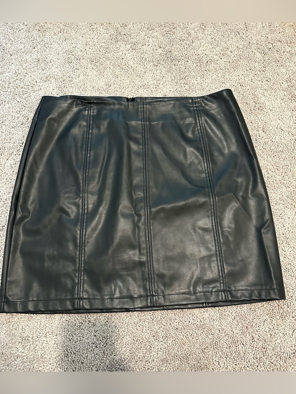 Faux Leather Black Mini Skirt with Vertical Panel Detailing